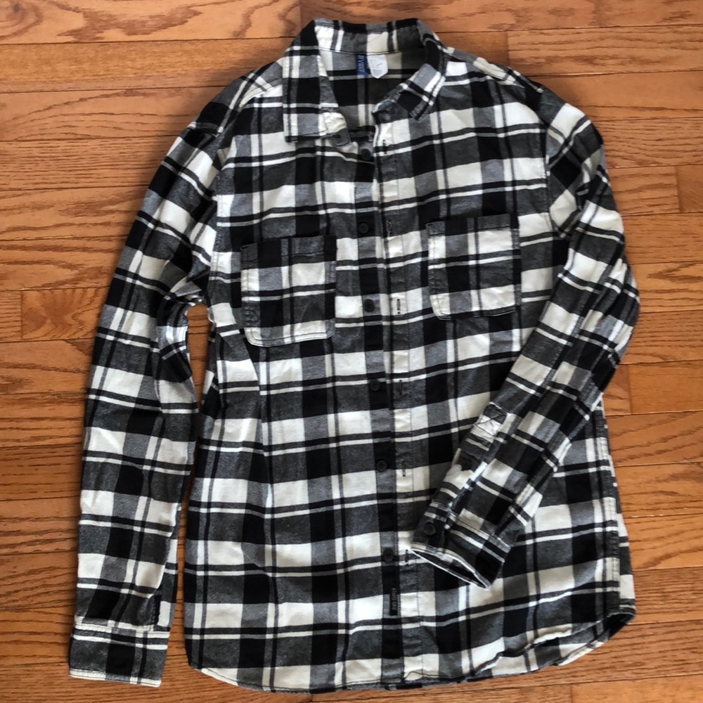 Black and white flannel button up